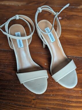 Steve Madden Cream Reno Ankle-Strap Heels